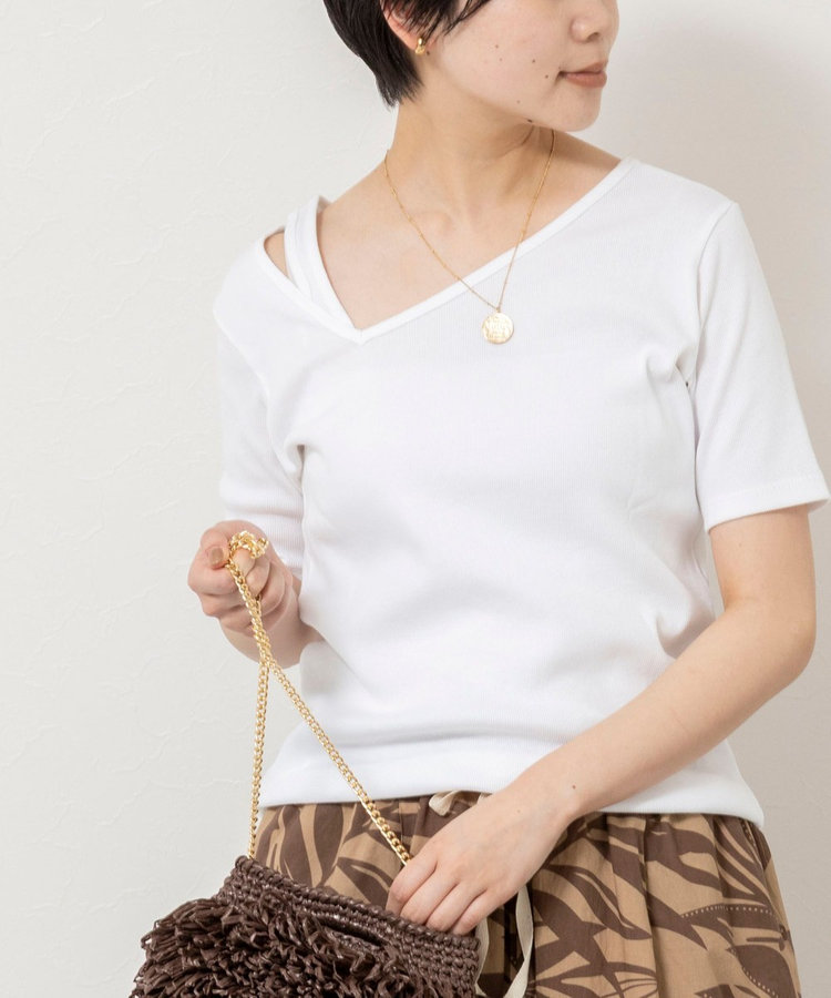 ウォッシャブルアシンメトリー2WAYリブTシャツ