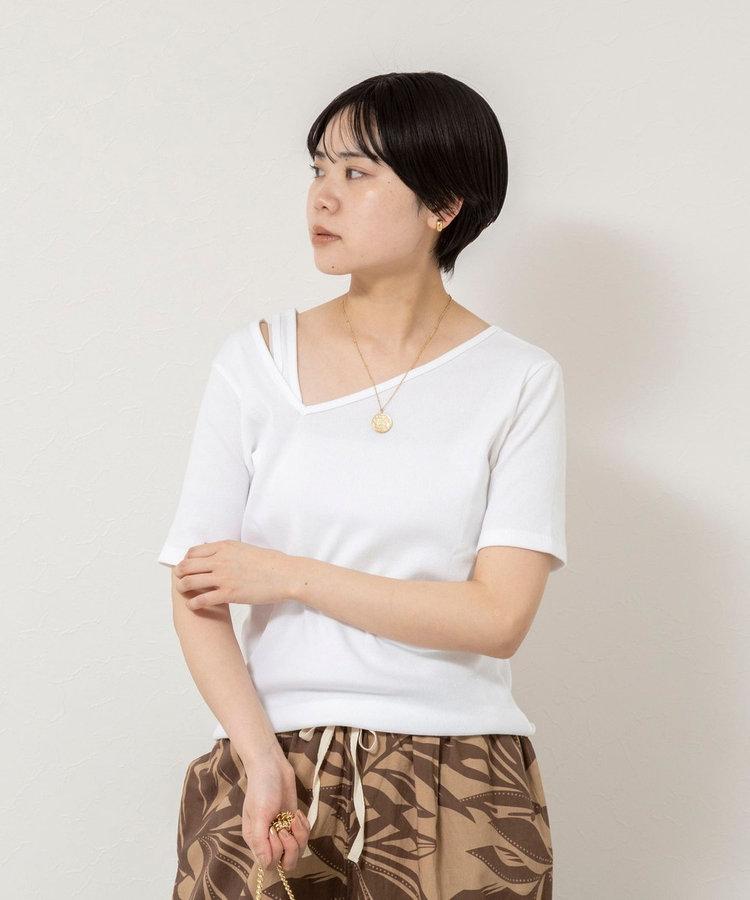 ウォッシャブルアシンメトリー2WAYリブTシャツ