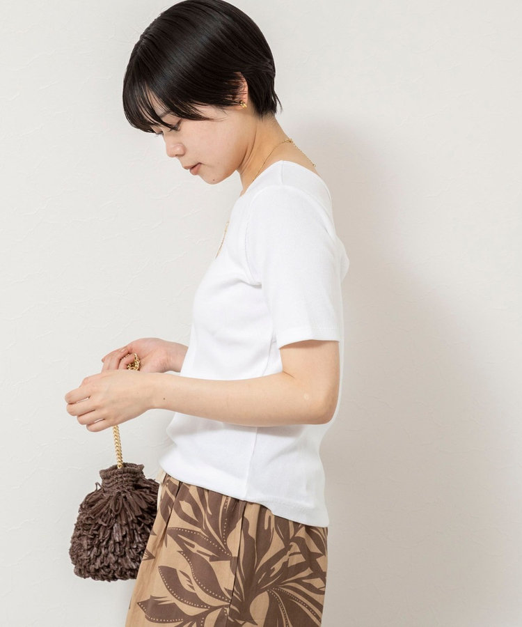 ウォッシャブルアシンメトリー2WAYリブTシャツ