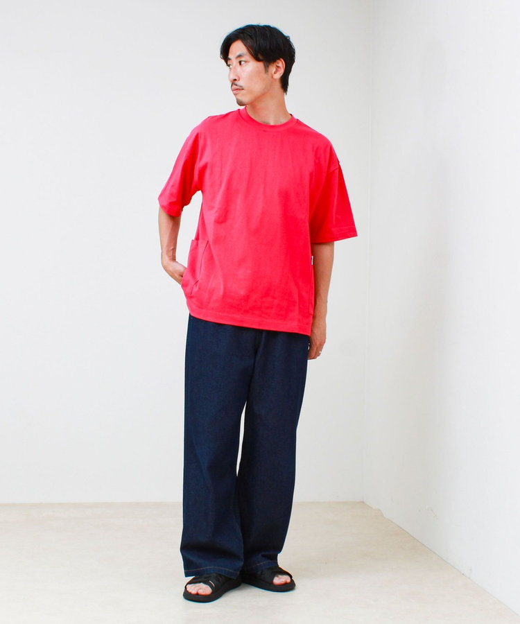 バックステッチ サイドポケット クルーネックTシャツ