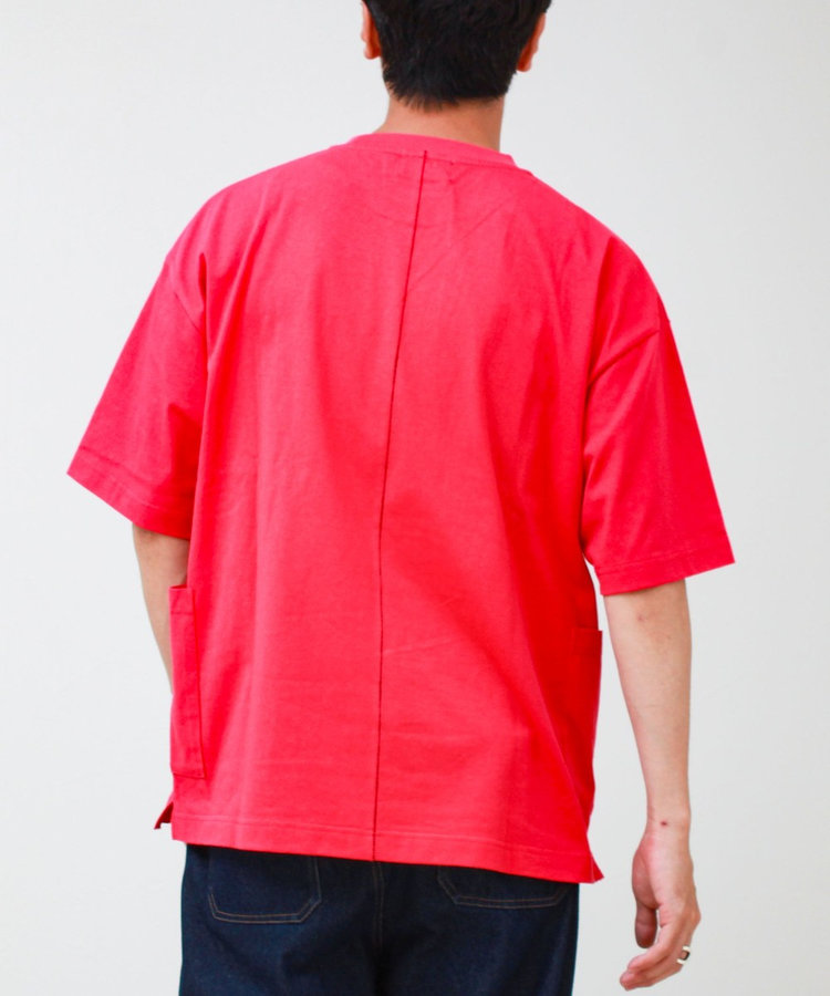 バックステッチ サイドポケット クルーネックTシャツ