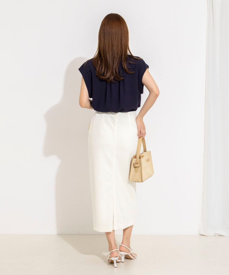 ［WEB限定 SPECIAL SALE！］【BECシリーズ】ウォッシャブルストレッチジョーゼットフレンチスリーブブラウス