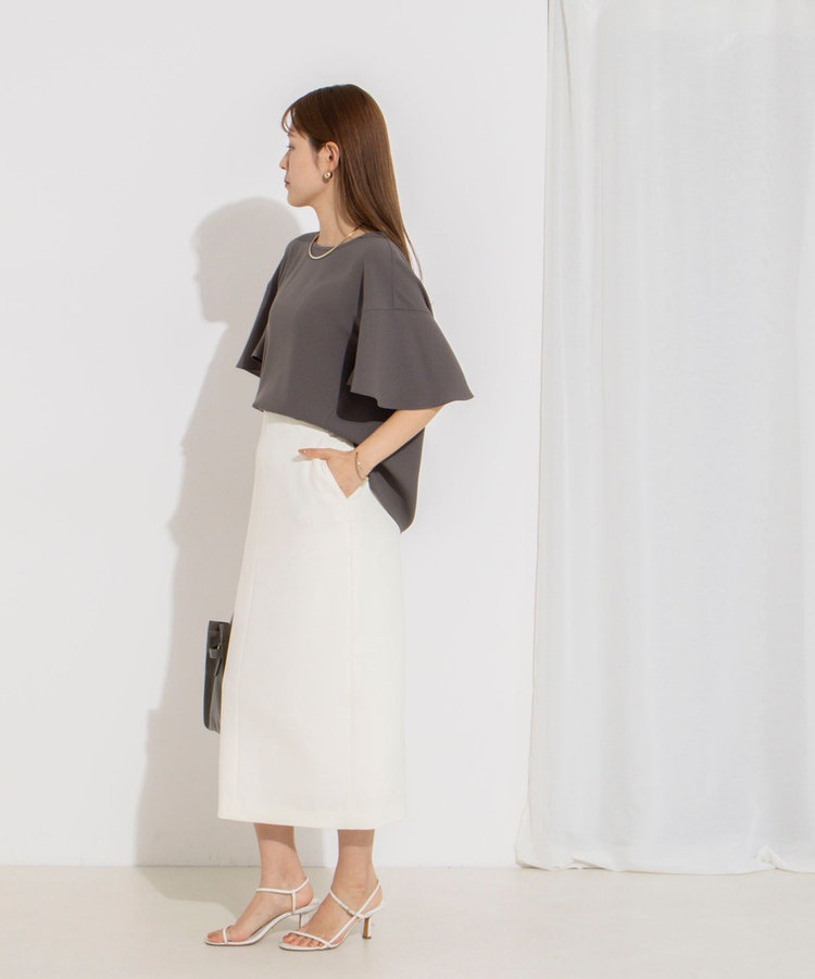 【WEB限定】ウォッシャブルストレッチジョーゼットラッフル袖ブラウス