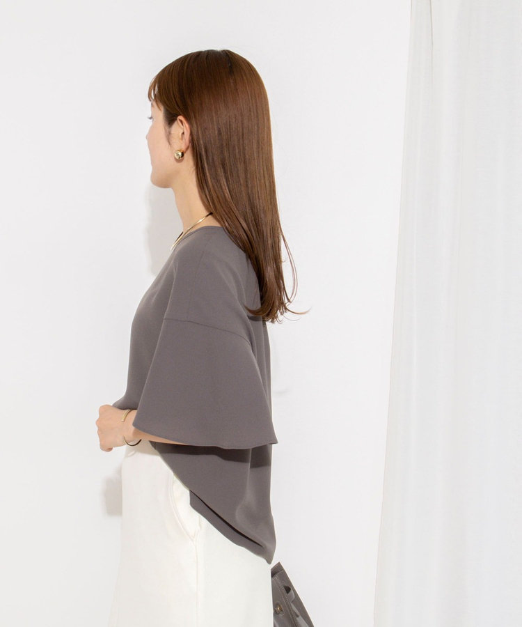【WEB限定】ウォッシャブルストレッチジョーゼットラッフル袖ブラウス