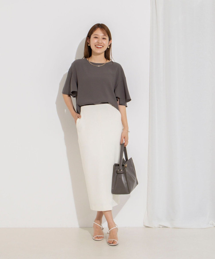 【WEB限定】ウォッシャブルストレッチジョーゼットラッフル袖ブラウス