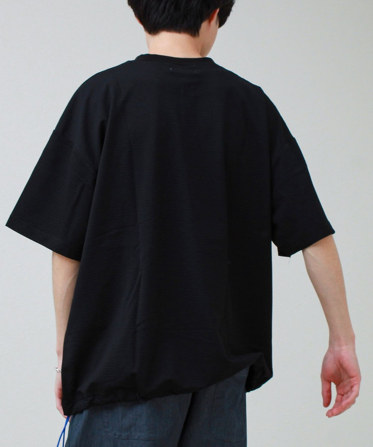 カットサッカー ハーフジップTシャツ