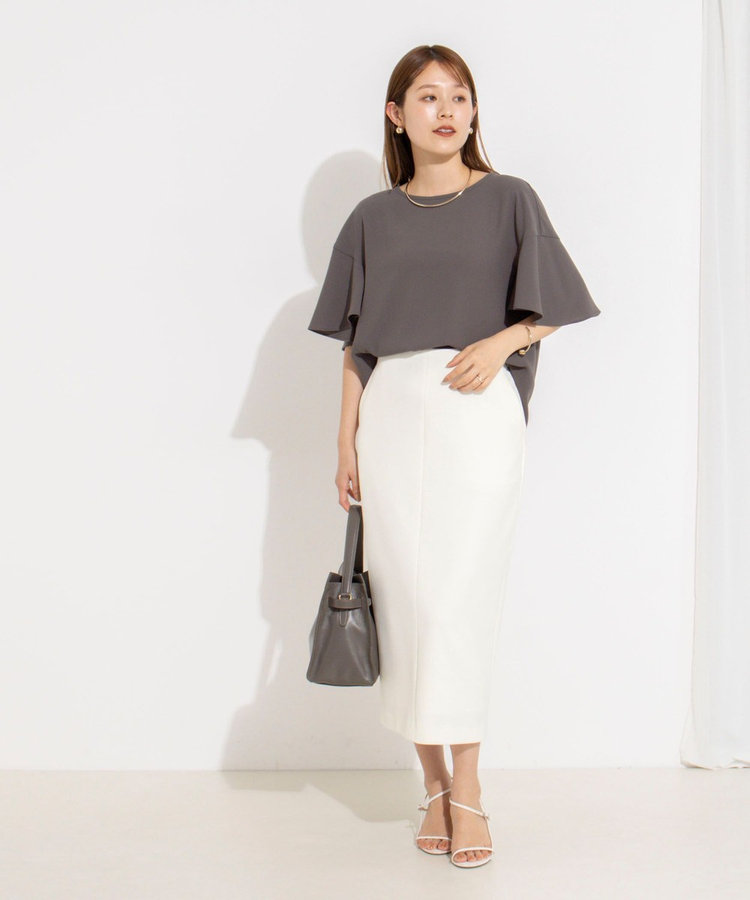 【WEB限定】ウォッシャブルストレッチジョーゼットラッフル袖ブラウス
