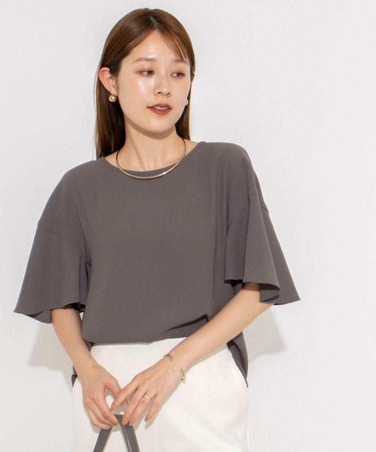 【WEB限定】ウォッシャブルストレッチジョーゼットラッフル袖ブラウス