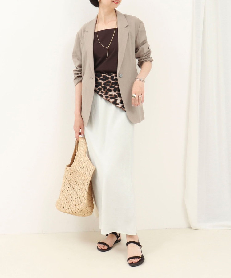 スクエアネックサテンドッキングタンクトップ