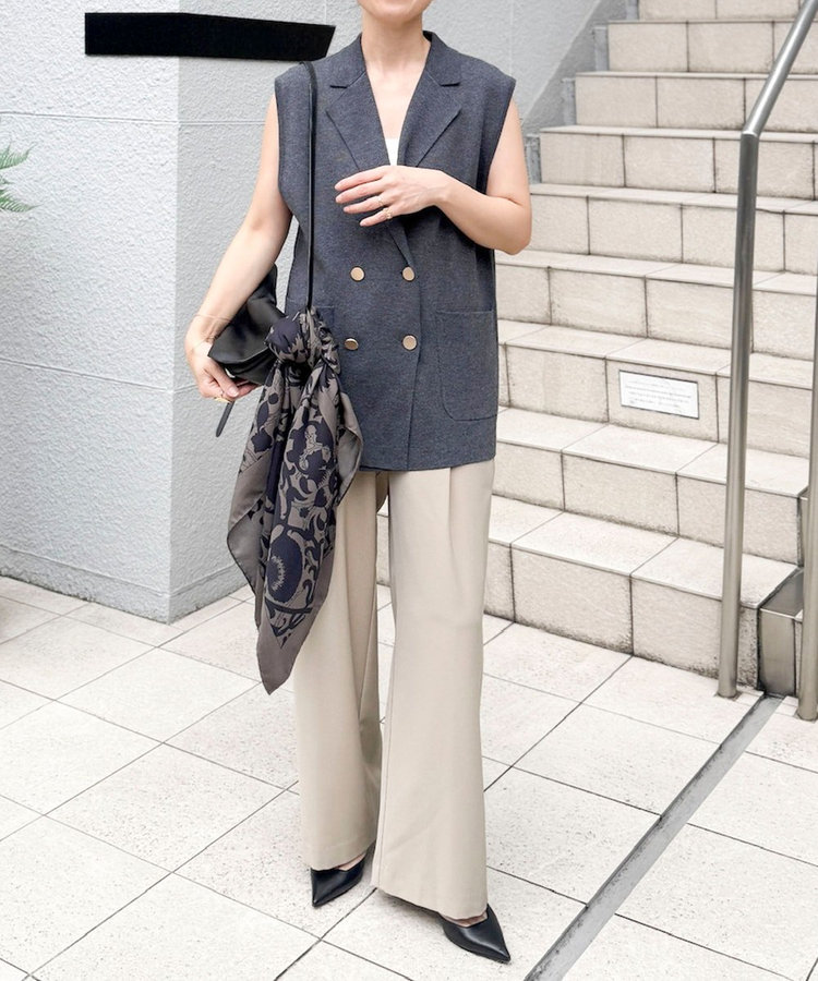 ウォッシャブルシャンブレーツイルワイドパンツ
