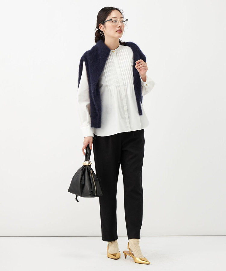 《防シワ》ウォッシャブルウール調テーパードパンツ
