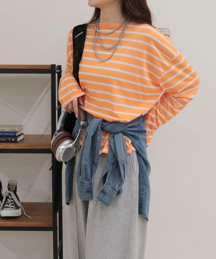 ハートステッチシアーボーダーロンTシャツ