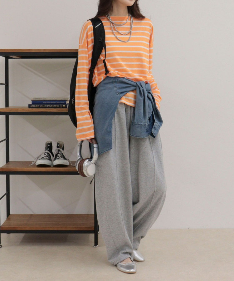 ハートステッチシアーボーダーロンTシャツ