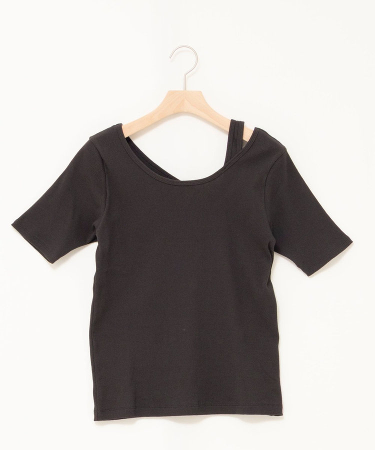 ウォッシャブルアシンメトリー2WAYリブTシャツ