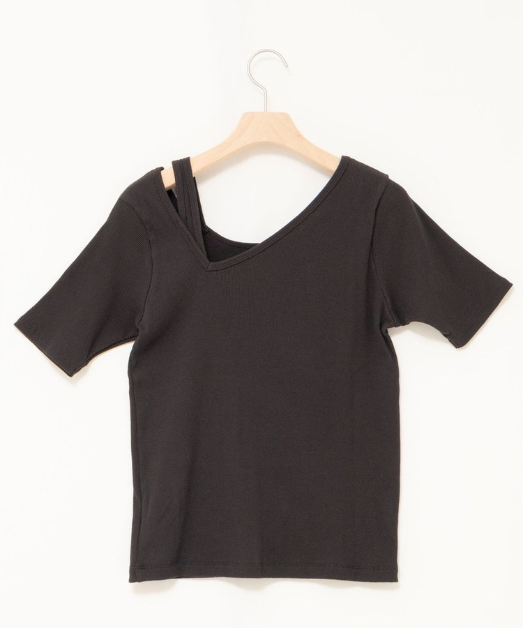 ウォッシャブルアシンメトリー2WAYリブTシャツ