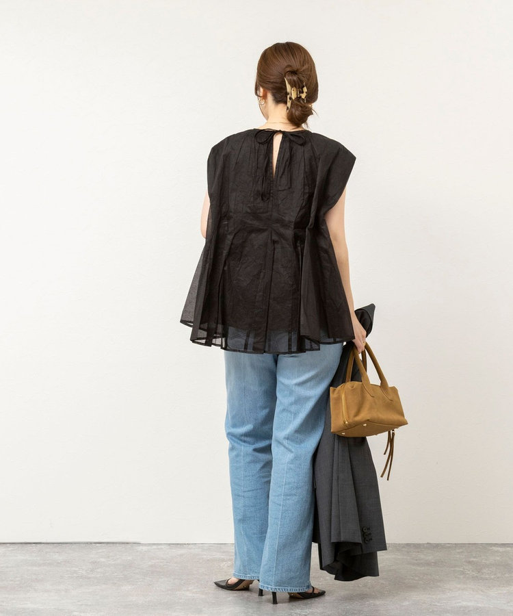 【MARILYN MOON/マリリーンムーン】sheer starched cottonブラウス