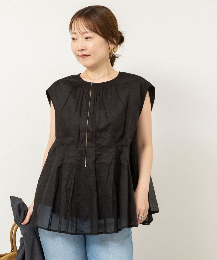 【MARILYN MOON/マリリーンムーン】sheer starched cottonブラウス