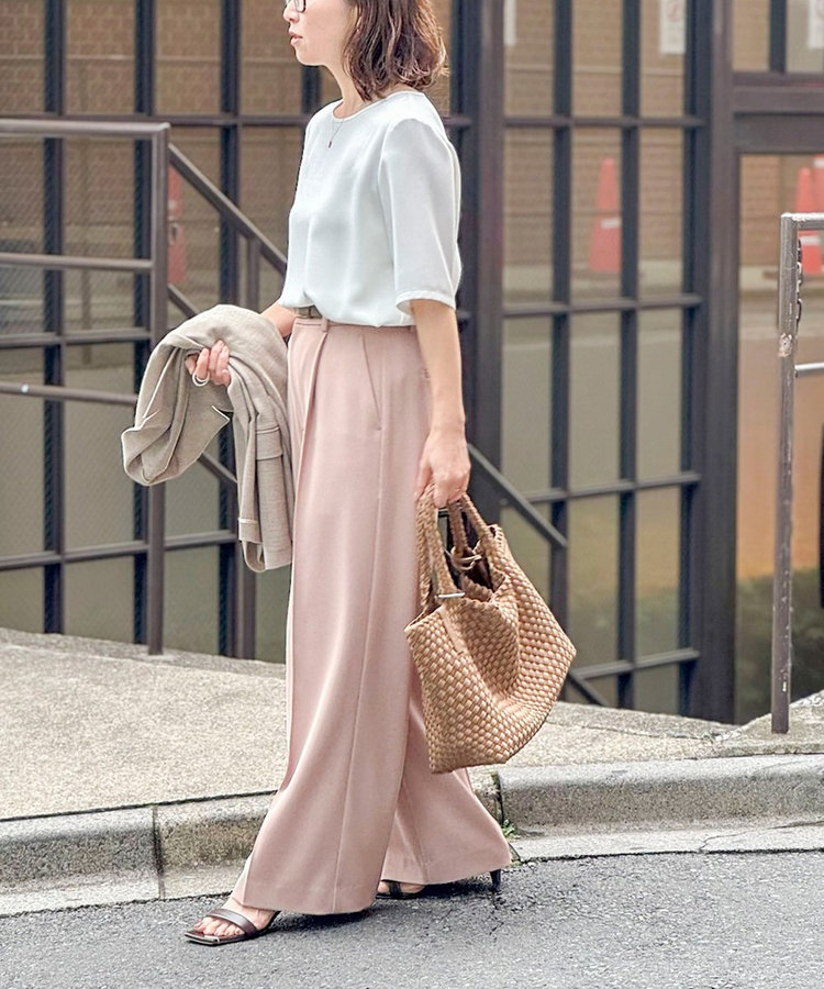 ウォッシャブル強撚ツイルワイドパンツ
