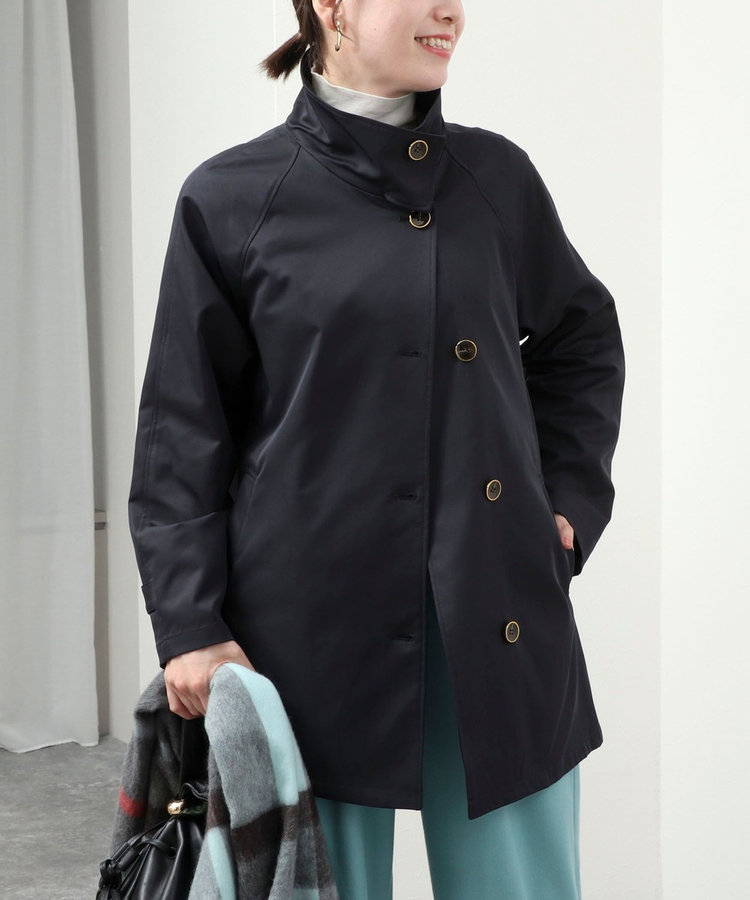 《WEB限定カラーあり》《撥水・防汚》クリアツイルスタンドカラーミドルコート