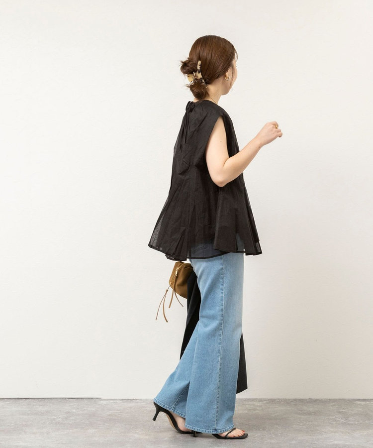 【MARILYN MOON/マリリーンムーン】sheer starched cottonブラウス