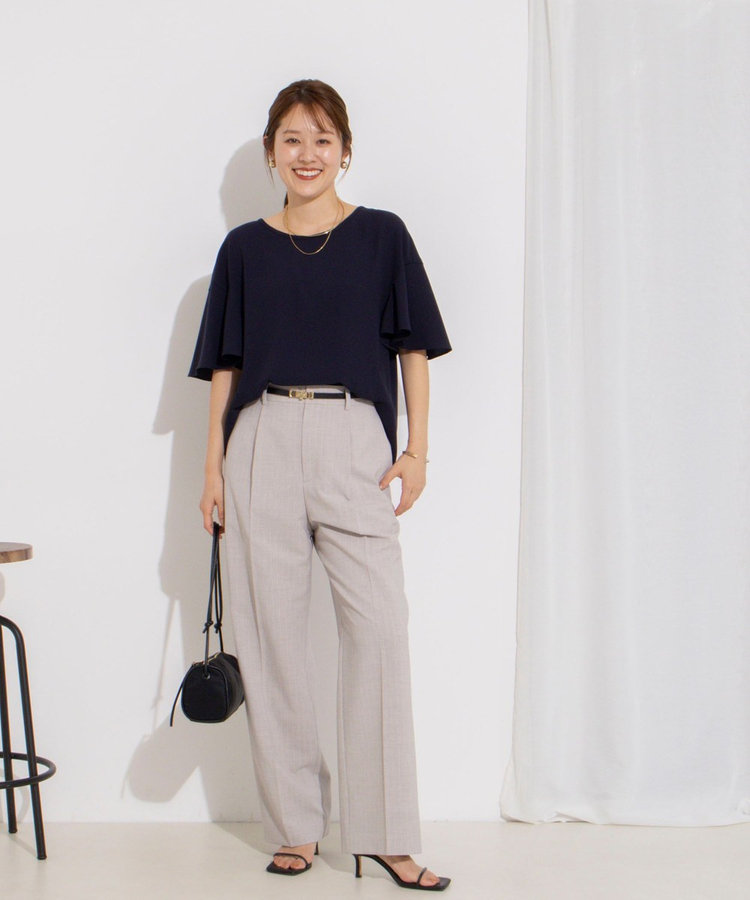【WEB限定】ウォッシャブルストレッチジョーゼットラッフル袖ブラウス