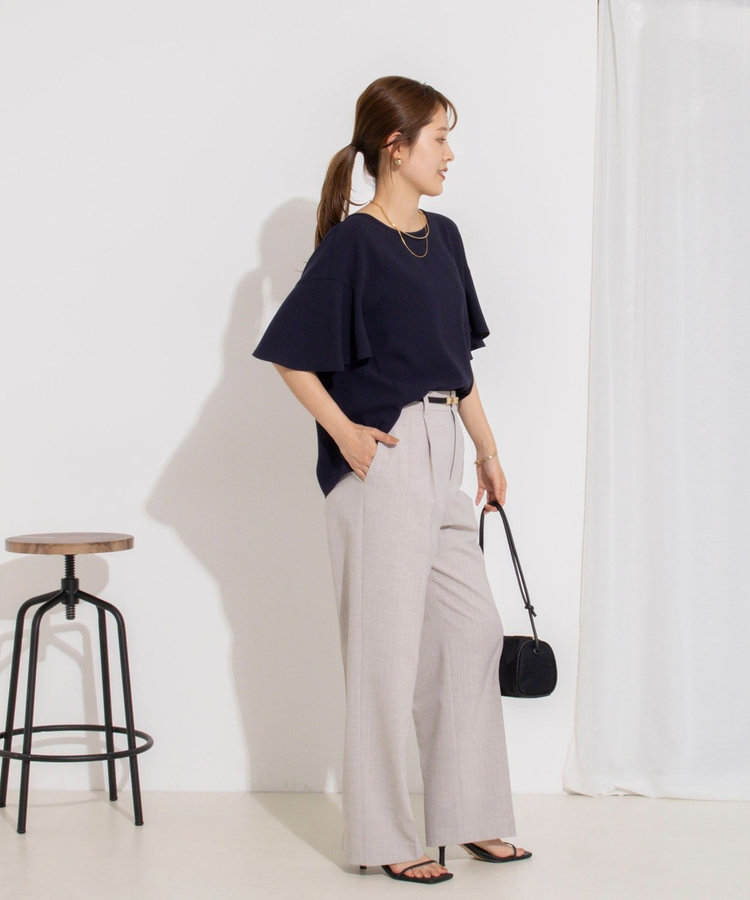 【WEB限定】ウォッシャブルストレッチジョーゼットラッフル袖ブラウス