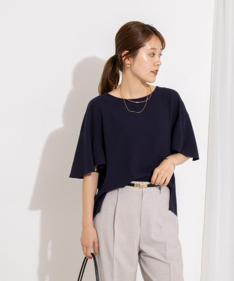 【WEB限定】ウォッシャブルストレッチジョーゼットラッフル袖ブラウス