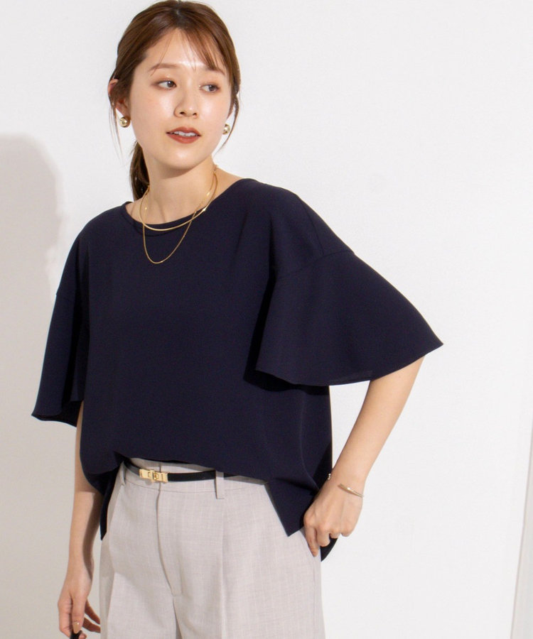 【WEB限定】ウォッシャブルストレッチジョーゼットラッフル袖ブラウス