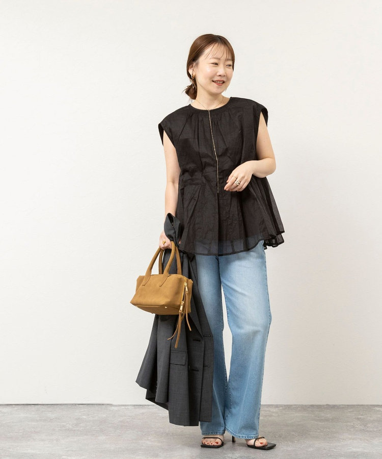 【MARILYN MOON/マリリーンムーン】sheer starched cottonブラウス