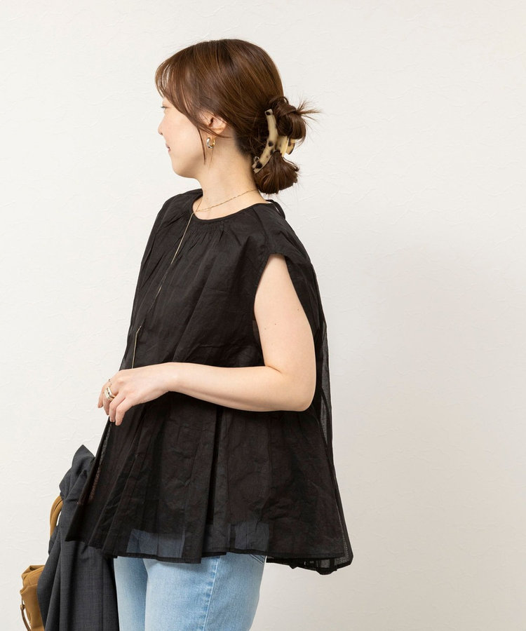 【MARILYN MOON/マリリーンムーン】sheer starched cottonブラウス