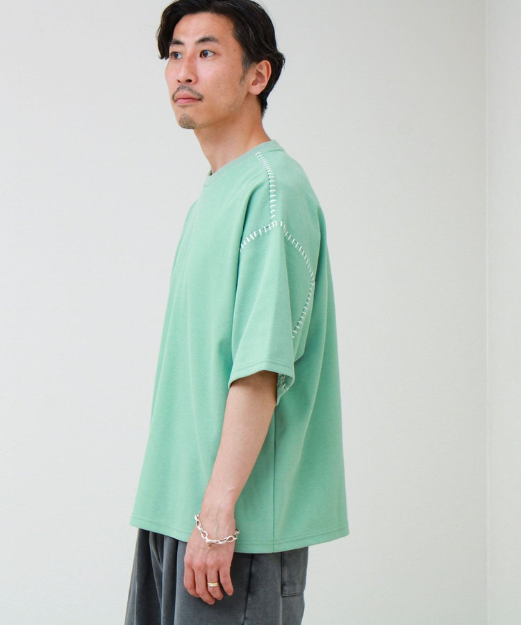 【セットアップ対応】カルゼラダーステッチ クルーネックTシャツ