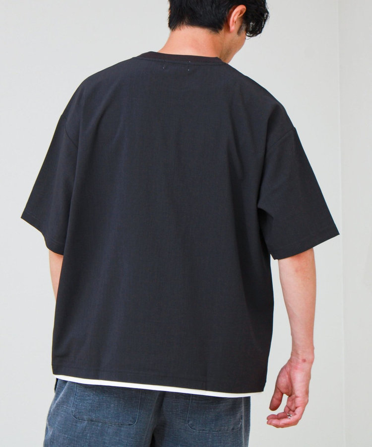 【フレブル刺繍/セットアップ対応】カラミ織りTEE フェイクレイヤード