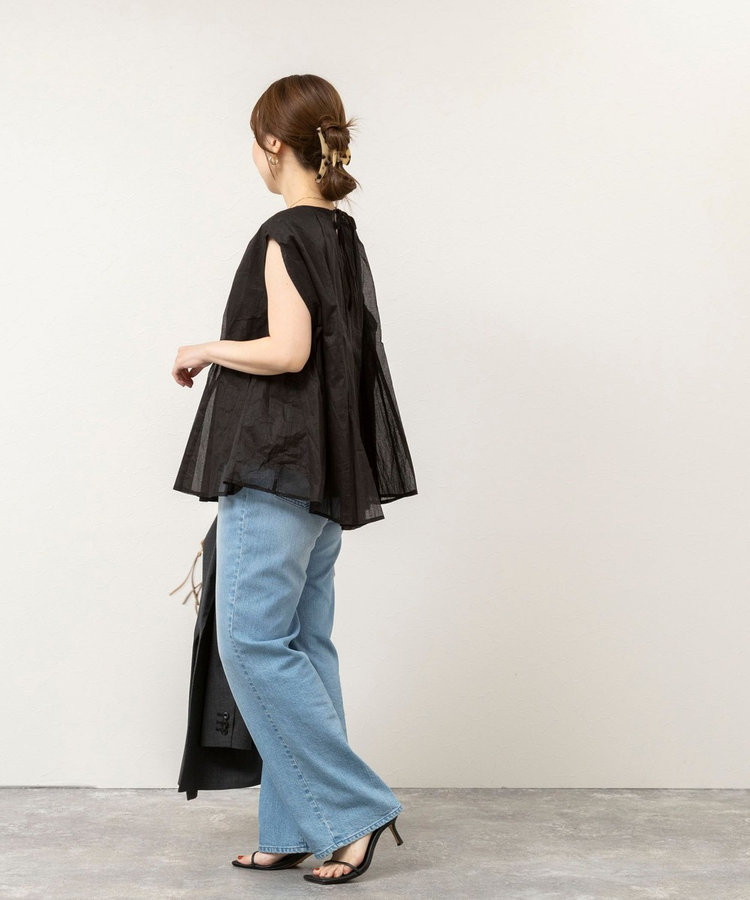 【MARILYN MOON/マリリーンムーン】sheer starched cottonブラウス