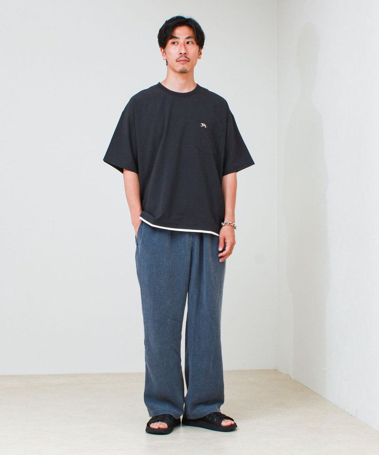 【フレブル刺繍/セットアップ対応】カラミ織りTEE フェイクレイヤード