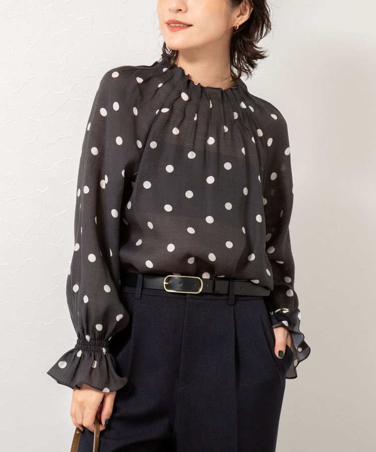 会員限定 BLACK FRIDAY対象］ウォッシャブルピンタックドットプリント