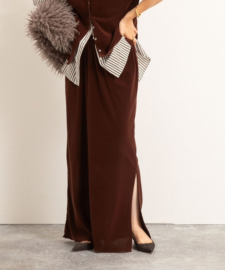 MAQWEL/マクウェル】ウォッシャブルベロアロングスカート（5-0039-5-06