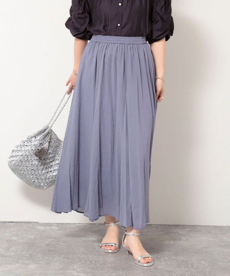 会員限定 BLACK FRIDAY対象］麻調シアーパネルフレアスカート（5-0819