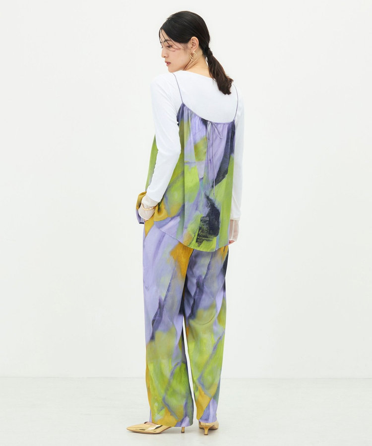 ウォッシャブル袖口シアー切替ロンT