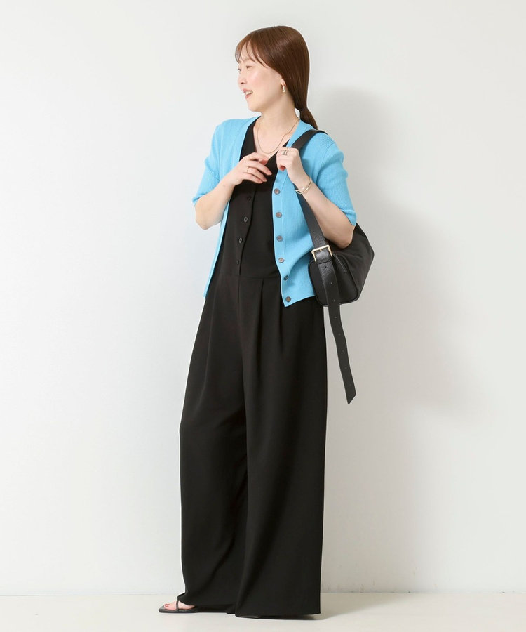 ［WEB限定 SPECIAL SALE！］《接触冷感》綿アセリブ半袖Vネックカーディガン