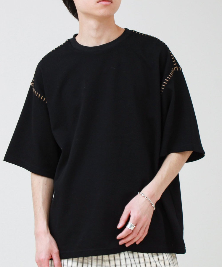 【セットアップ対応】カルゼラダーステッチ クルーネックTシャツ