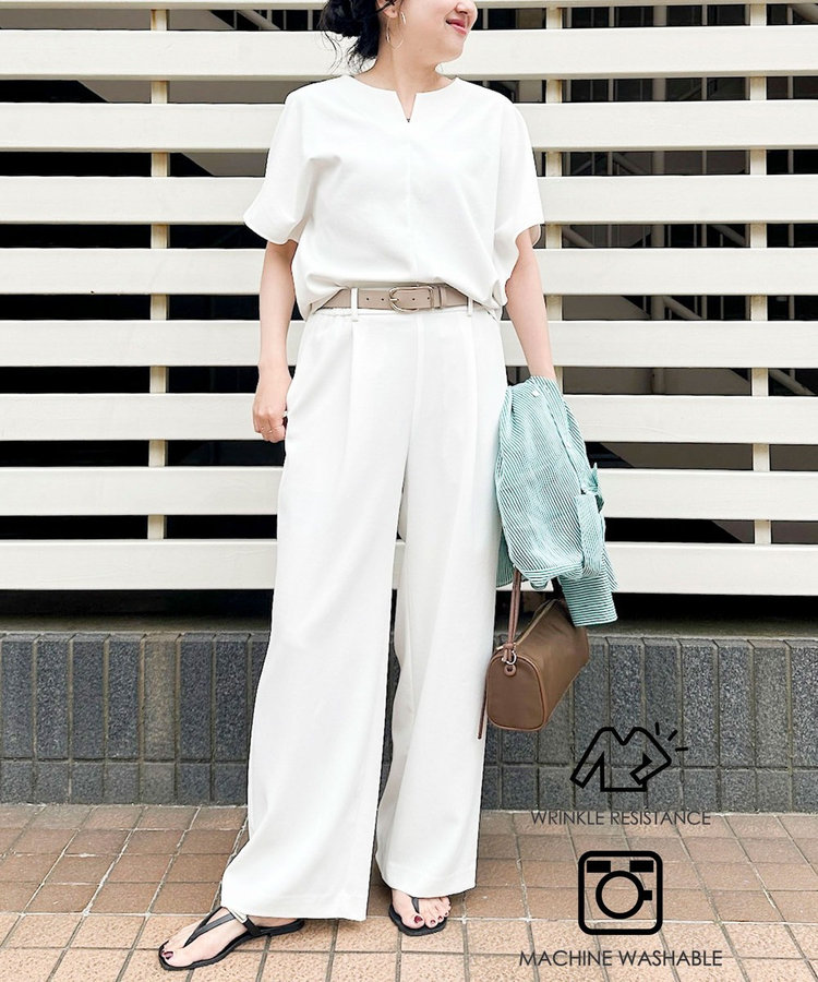 ［WEB限定 SPECIAL SALE！］《セットアップ対応》NEW morisachiウォッシャブルツイルイージーワイドパンツ