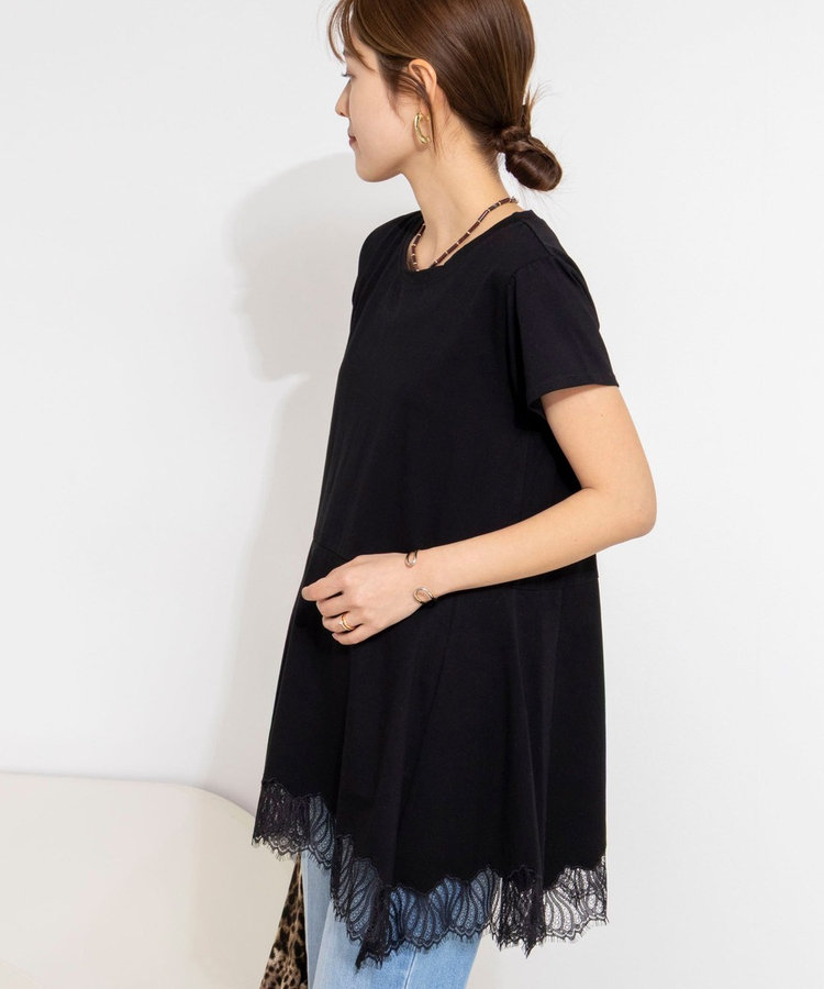 【WEB限定】ウォッシャブルヘムレースカットソー