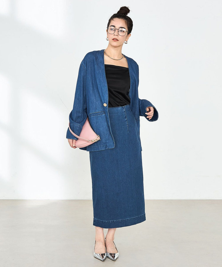 RM denim】刺繍入りジャケット風デニムシャツ（5-0038-1-01-002