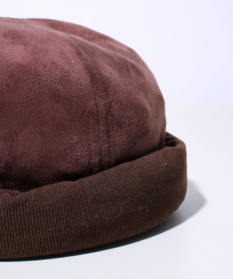 ［WEB限定 SPECIAL SALE！］【GLOSTER/グロスター】コンビネーションロールキャップ 異素材ミックス スエード×コーデュロイ