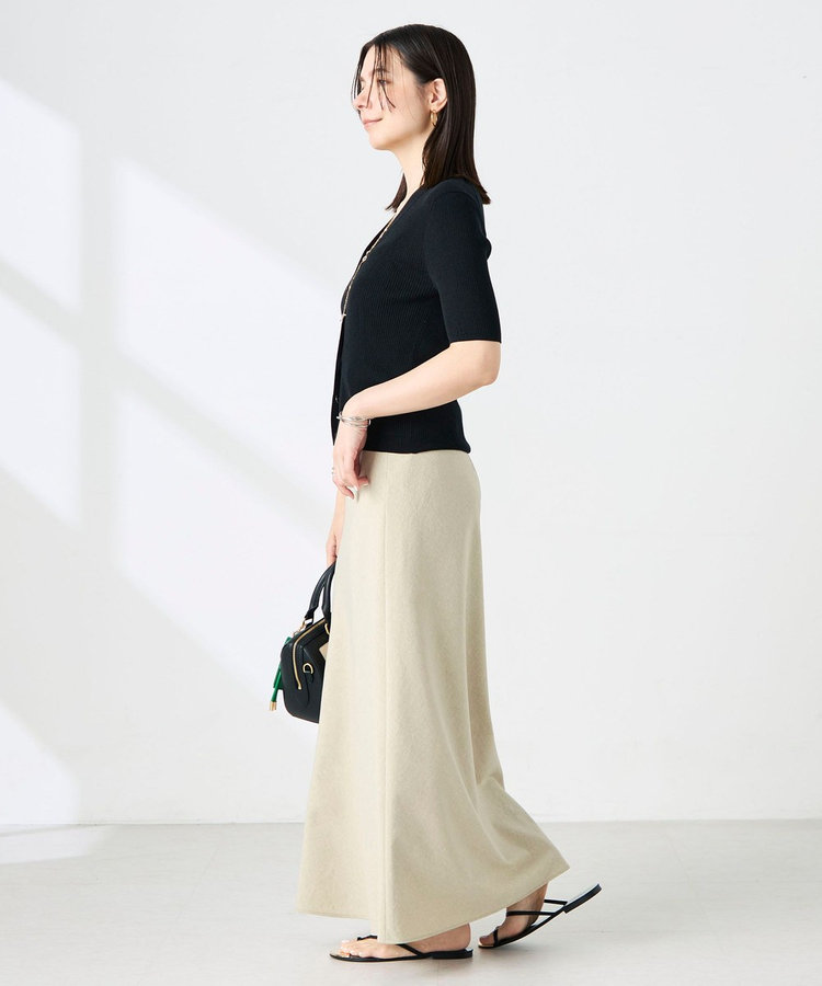 ［WEB限定 SPECIAL SALE！］《接触冷感》綿アセリブ半袖Vネックカーディガン