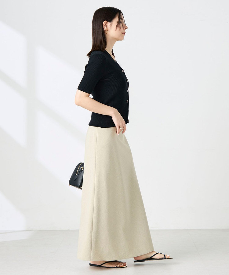 ［WEB限定 SPECIAL SALE！］《接触冷感》綿アセリブ半袖Vネックカーディガン