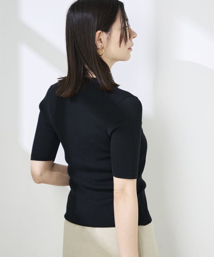 ［WEB限定 SPECIAL SALE！］《接触冷感》綿アセリブ半袖Vネックカーディガン