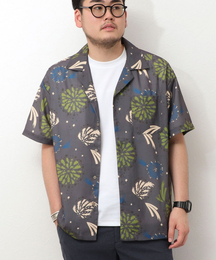 総柄 ショートスリーブ オープンカラーシャツ