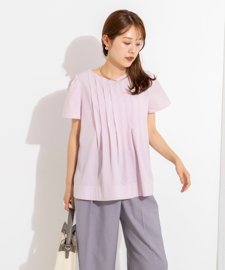《撥水/セットアップ対応》ウォッシャブルアクティブストレッチタックブラウス