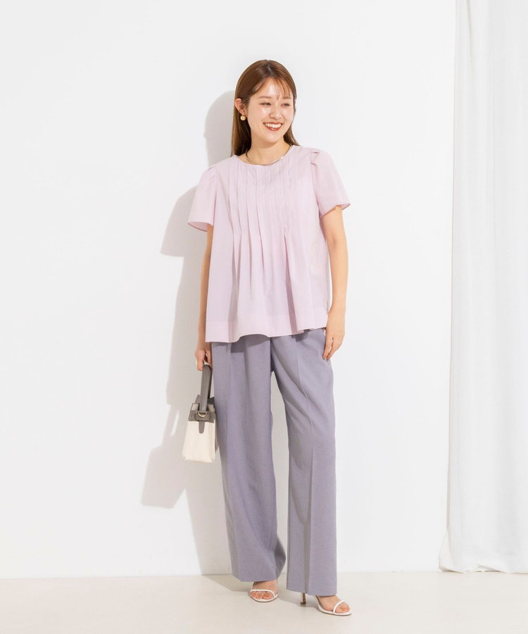 《撥水/セットアップ対応》ウォッシャブルアクティブストレッチタックブラウス